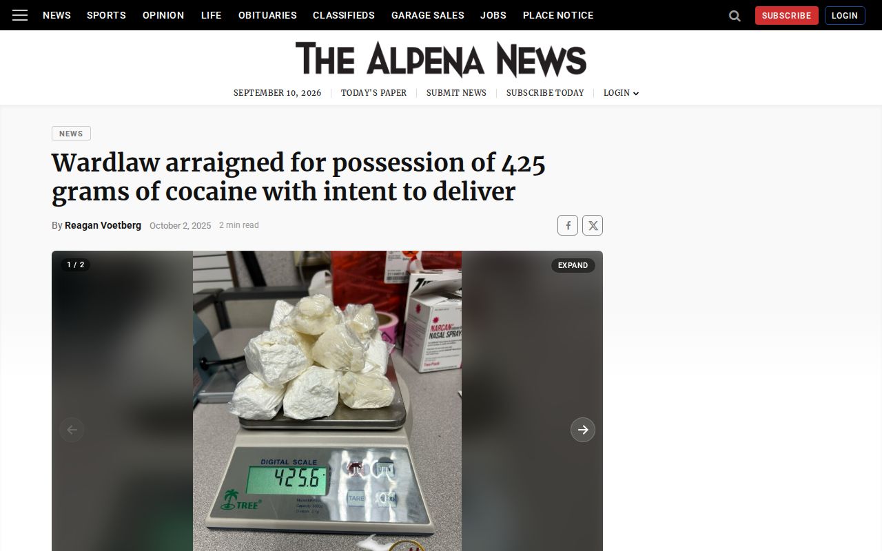 Alpena County arrest report separated from later arraignment coverage