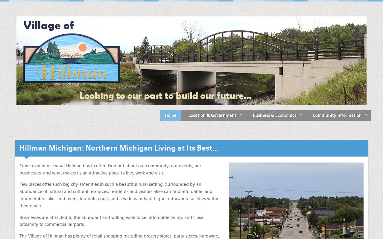 Official Village of Hillman website showing village contact information